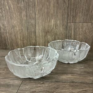 Vintage Ice Block Style Glass Bowls | Set of 2 | Heavy Textured Glass